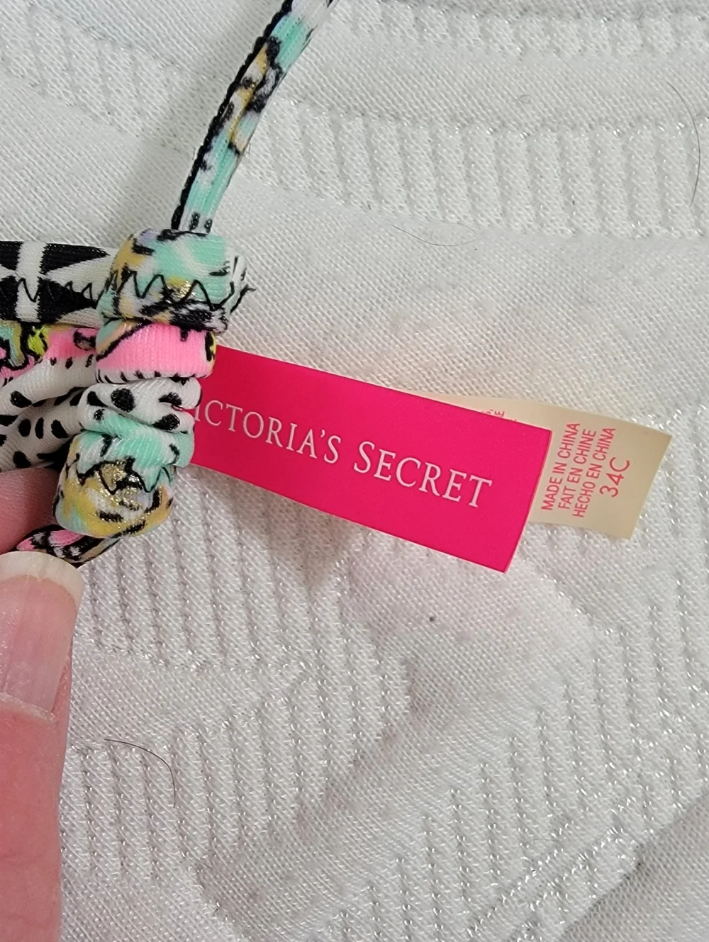 Victoria's Secret Fabulous underwire bikini top multi-colored Geometric Size 34C - Picture 8 of 9